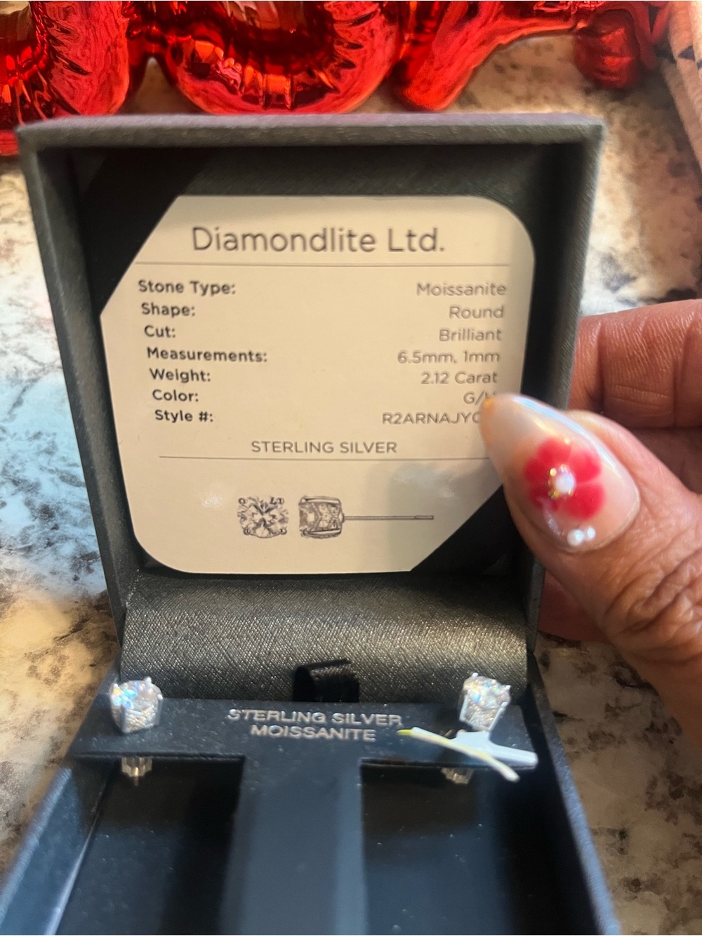 Sterling Silver Moissanite Stud Earrings - White